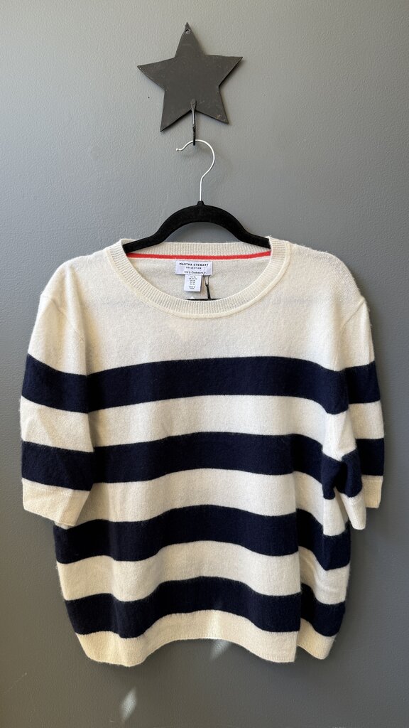 Short Sleeve Stripe Cashmere Sweater