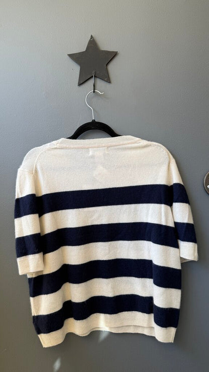 Short Sleeve Stripe Cashmere Sweater