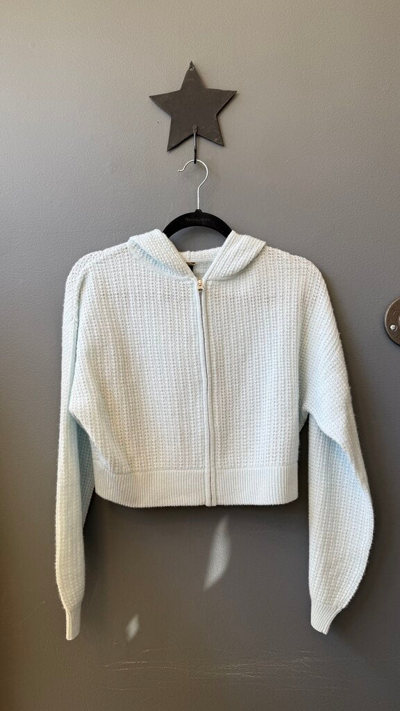 Waffle Cashmere Crop Hoodie Sweater