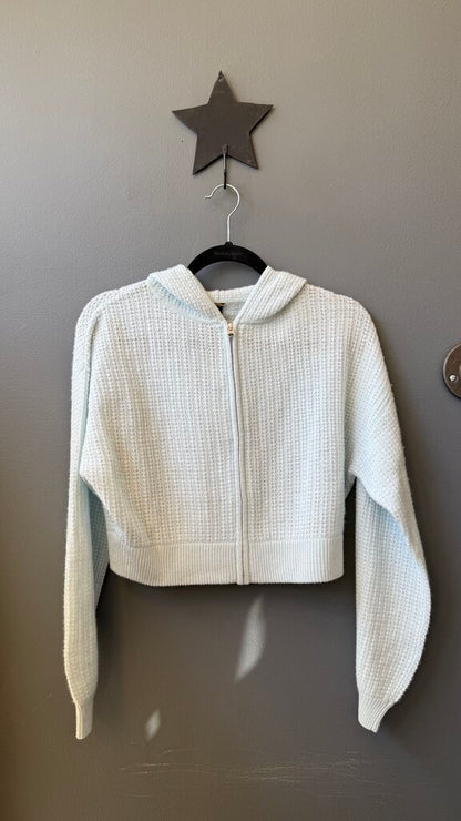Waffle Cashmere Crop Hoodie Sweater