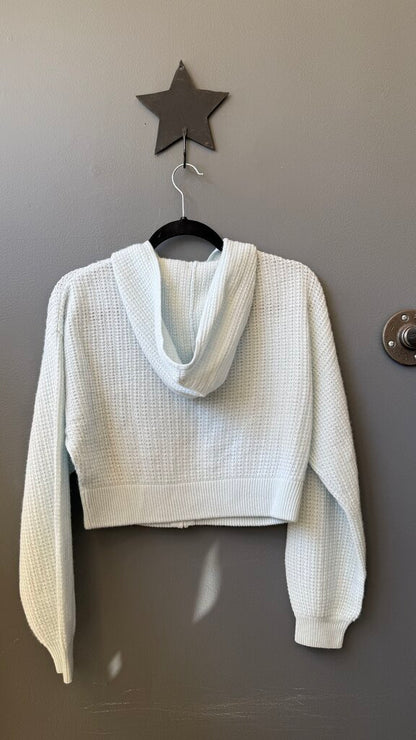 Waffle Cashmere Crop Hoodie Sweater