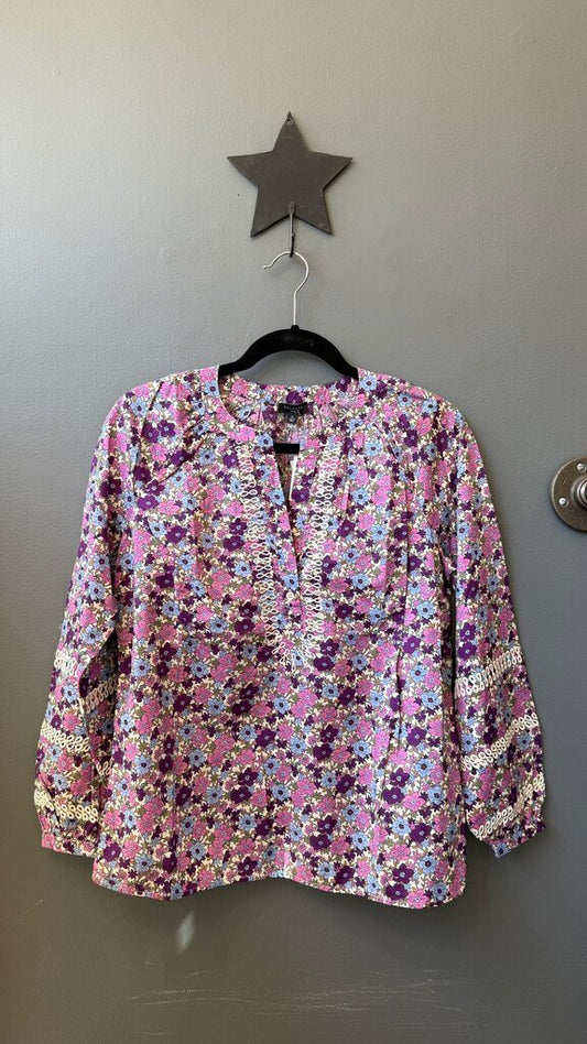 Petite Floral Popover Blouse