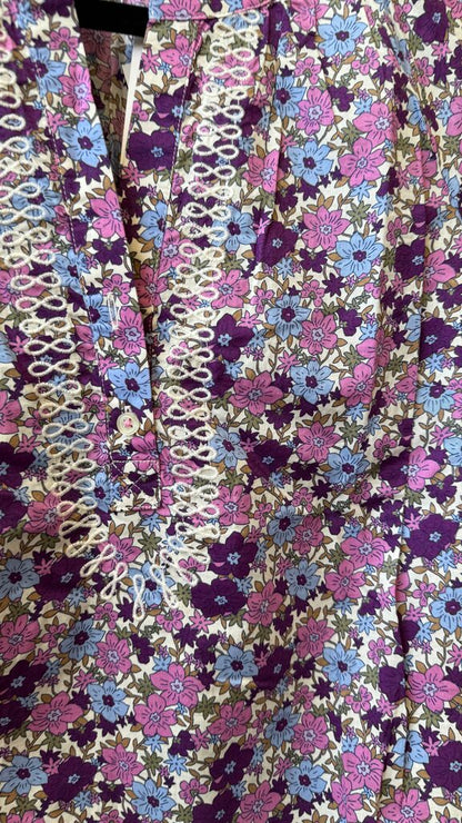 Petite Floral Popover Blouse
