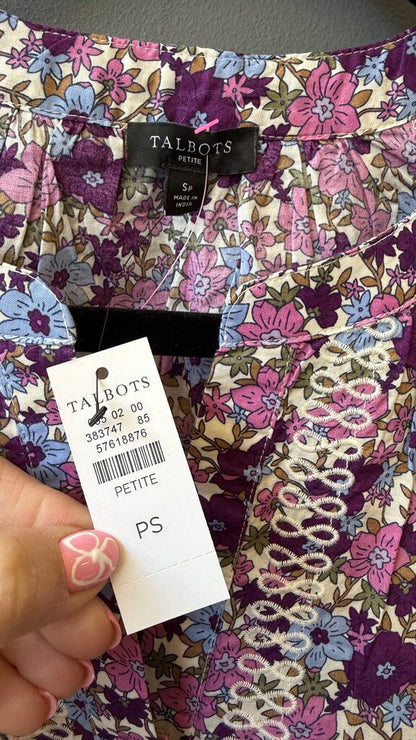 Petite Floral Popover Blouse