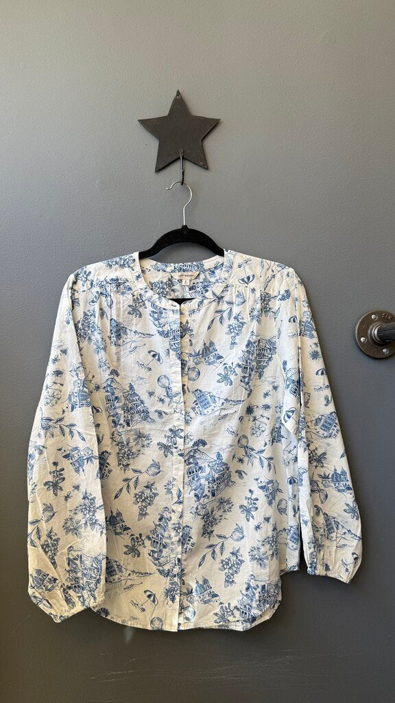 Italian Toile Button Front Blouse