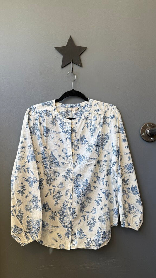 Italian Toile Button Front Blouse