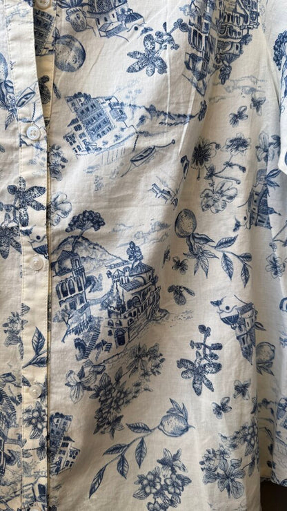 Italian Toile Button Front Blouse