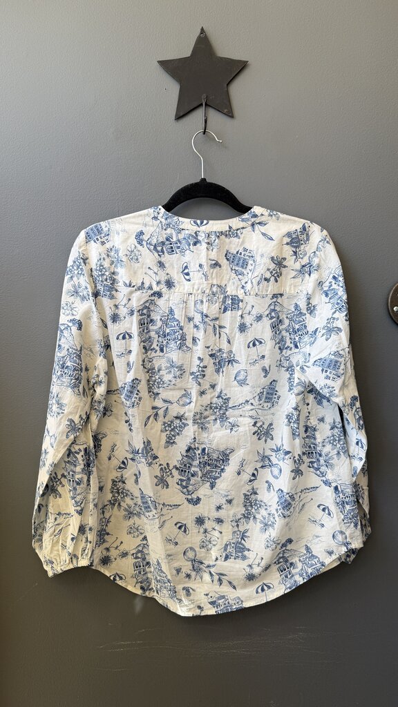 Italian Toile Button Front Blouse