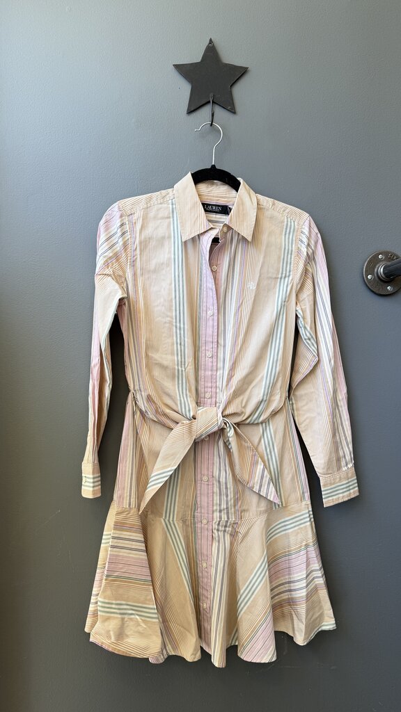 Stripe Tie Front Shirtdress