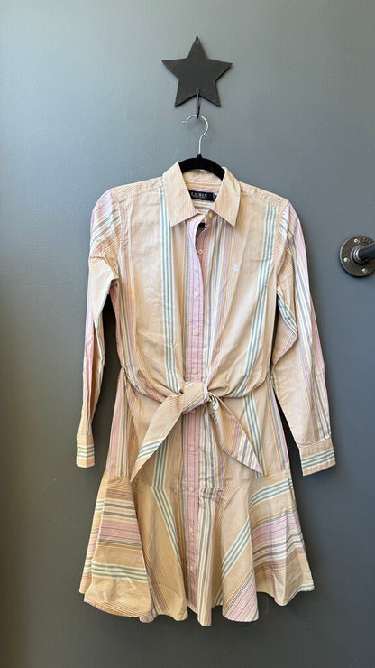 Stripe Tie Front Shirtdress