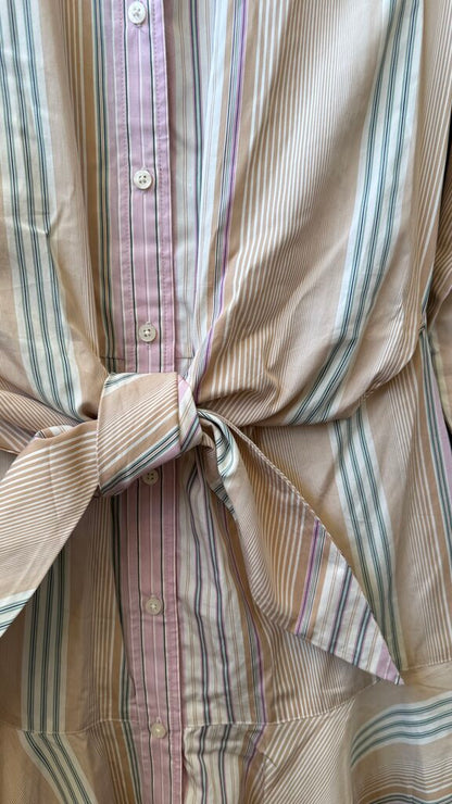 Stripe Tie Front Shirtdress