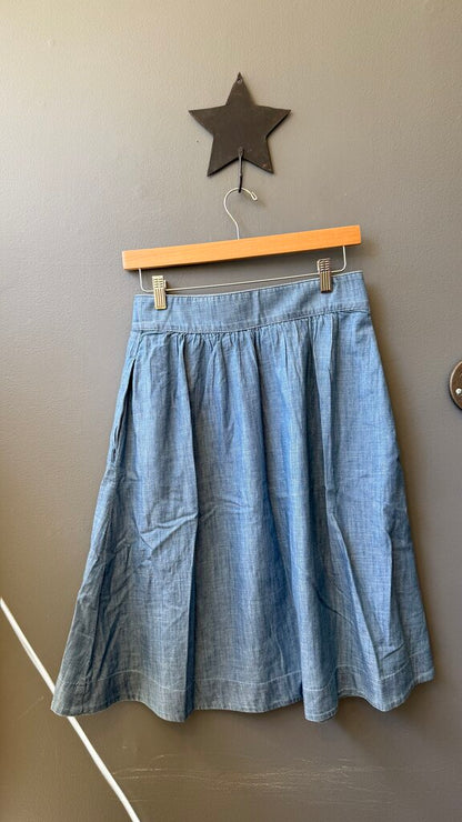 Petite Chambray Side Button Midi Skirt