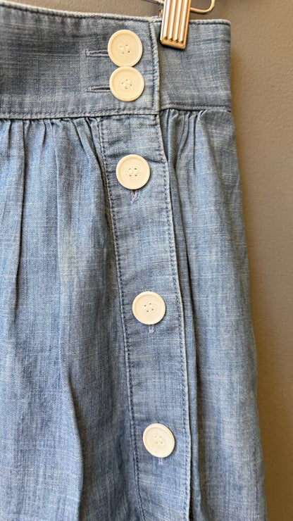 Petite Chambray Side Button Midi Skirt