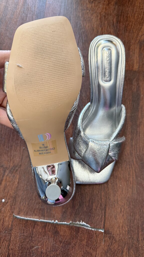 Silver Knot Heeled Slides