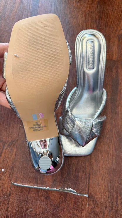 Silver Knot Heeled Slides