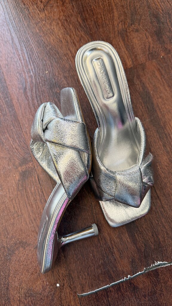 Silver Knot Heeled Slides