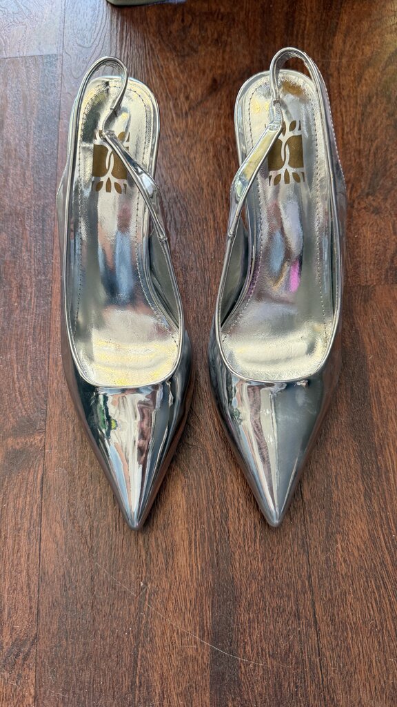 Silver Pointed Slingback Heels