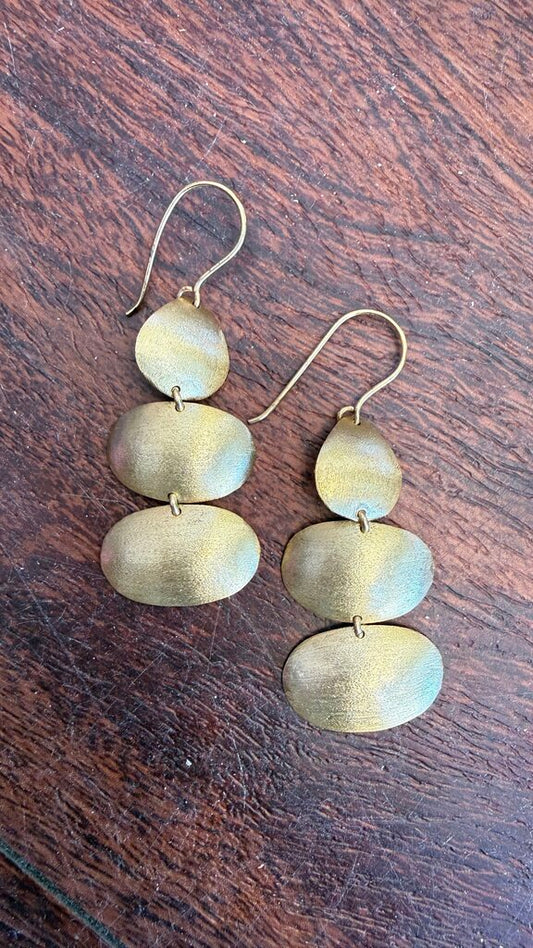 Brushed Gold Oval Earrings