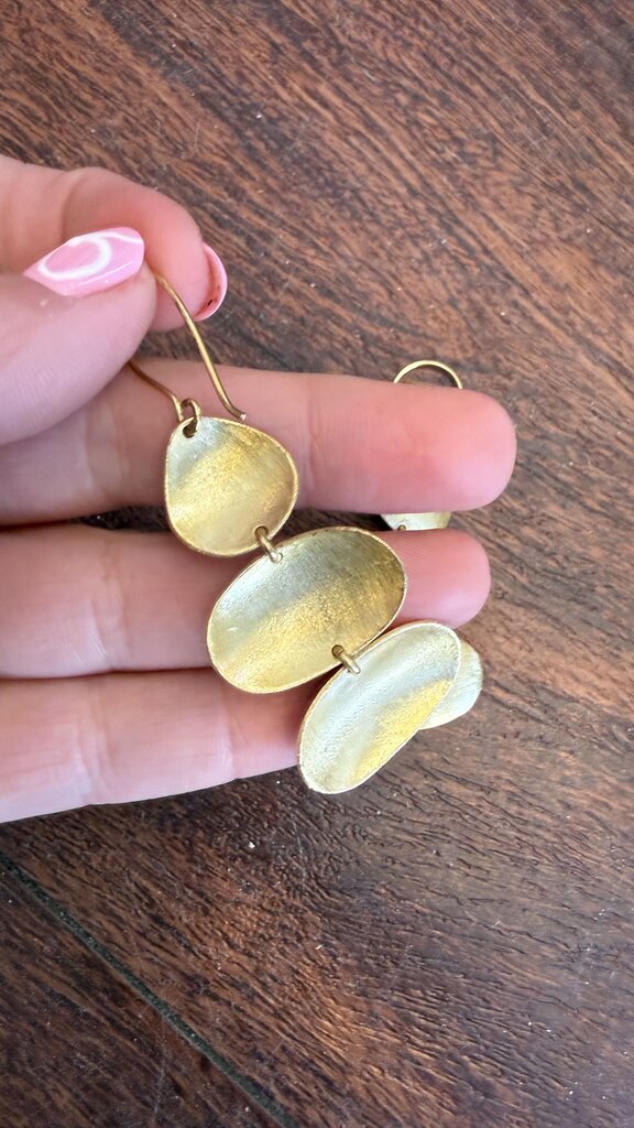 Brushed Gold Oval Earrings