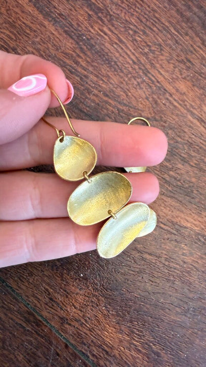Brushed Gold Oval Earrings