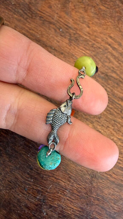 Silver Fish Clasp Beaded Bracelet