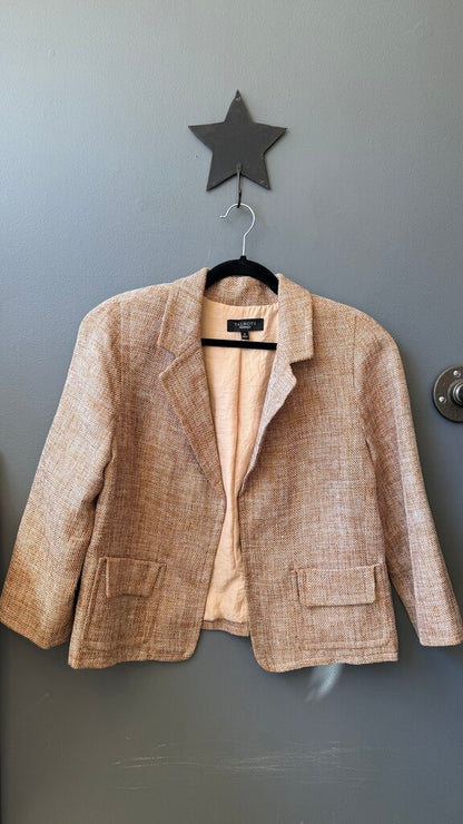 Linen Blend Woven Pocket Blazer