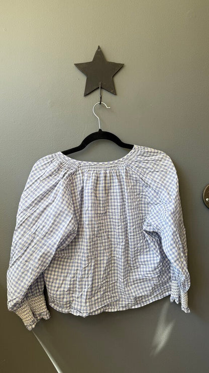 Gingham Crop Button Up Blouse