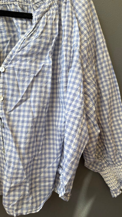 Gingham Crop Button Up Blouse