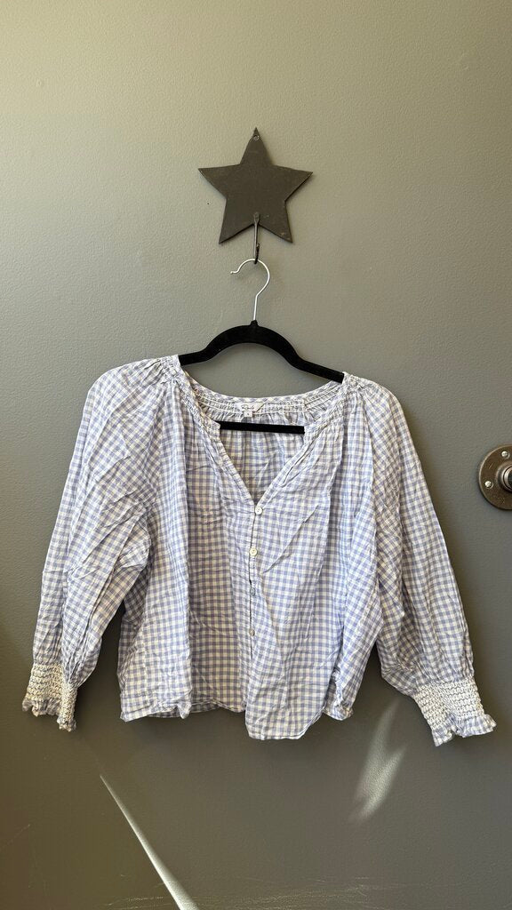 Gingham Crop Button Up Blouse