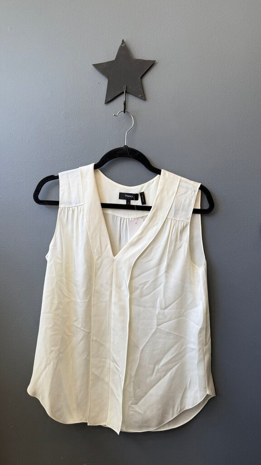 Silk Flap Front Sleeveless Blouse