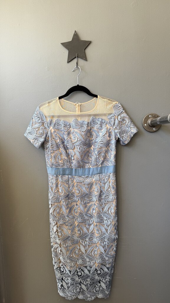 Lace Applique Midi Sheath Dress