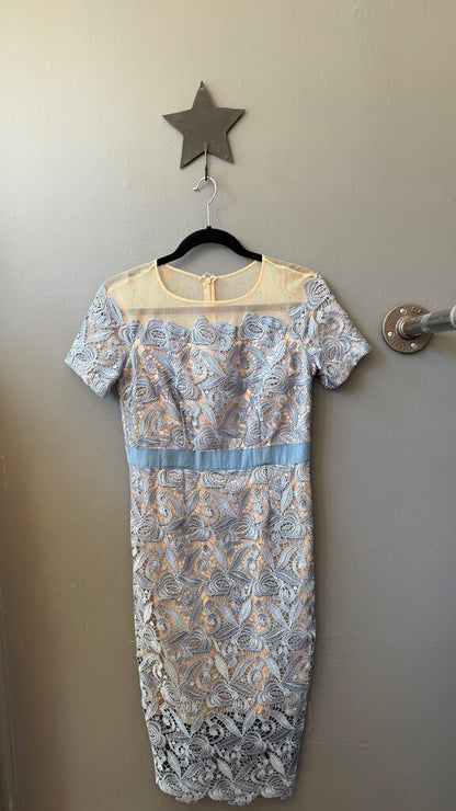 Lace Applique Midi Sheath Dress