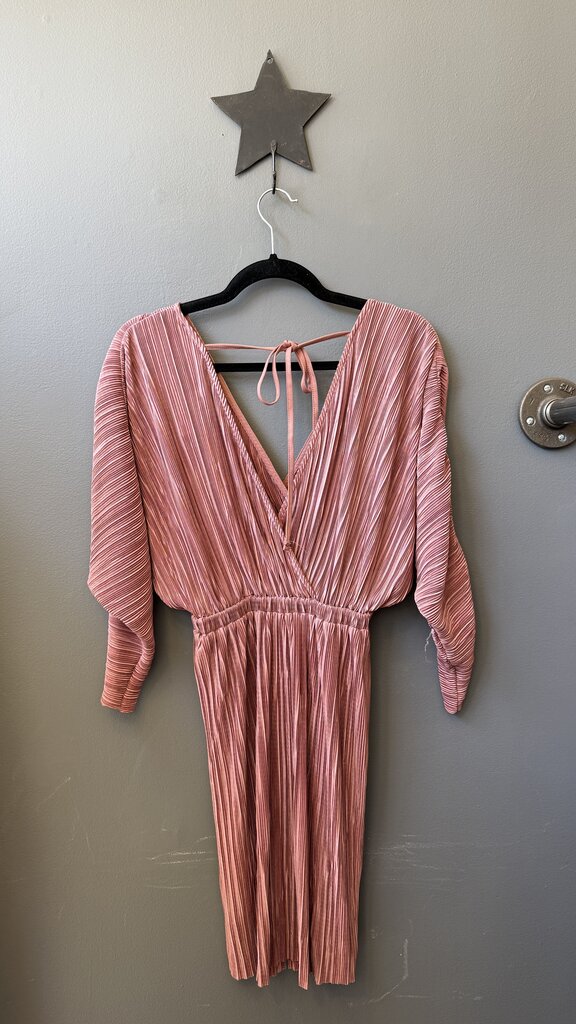 Pleated Surplice Dress