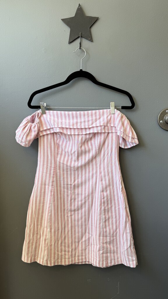 Cotton Stripe Off the Shoulder Dress