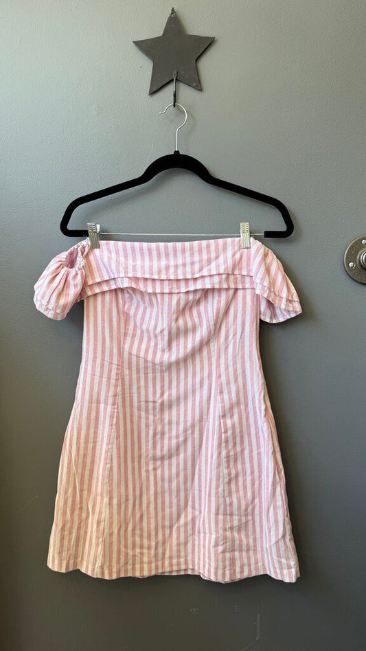 Cotton Stripe Off the Shoulder Dress