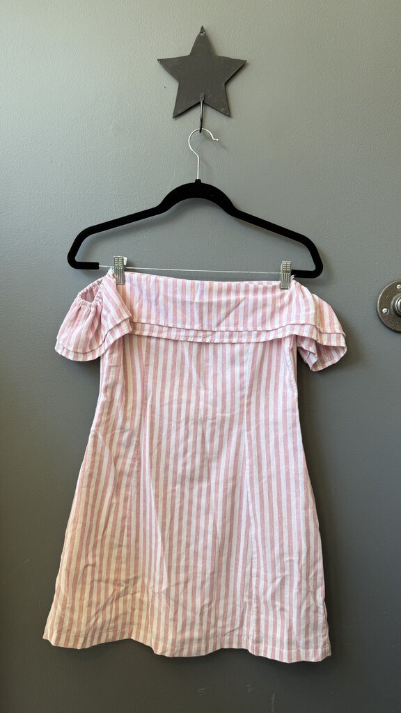 Cotton Stripe Off the Shoulder Dress