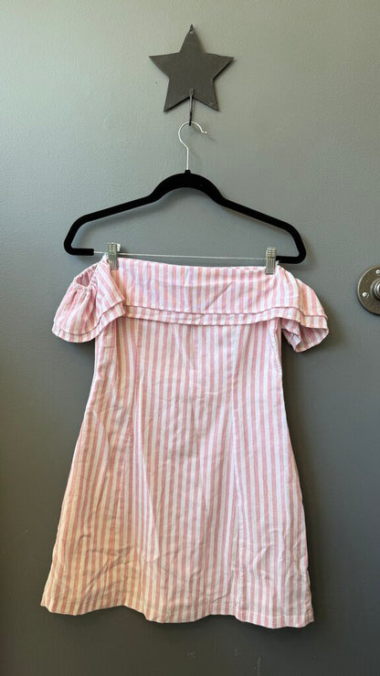 Cotton Stripe Off the Shoulder Dress