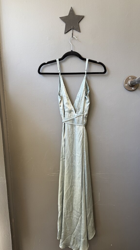 Satin Wrap High Low Midi Dress