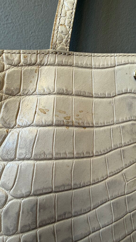 Croc Embossed Leather Tote Bag