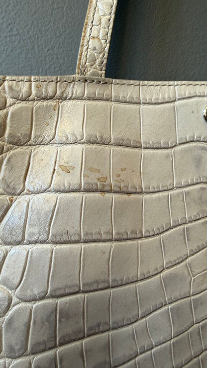 Croc Embossed Leather Tote Bag