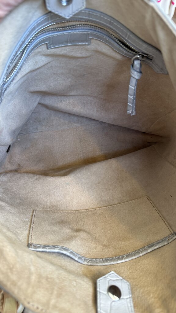 Croc Embossed Leather Tote Bag