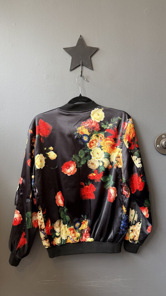 Floral Satin Bomber Jacket