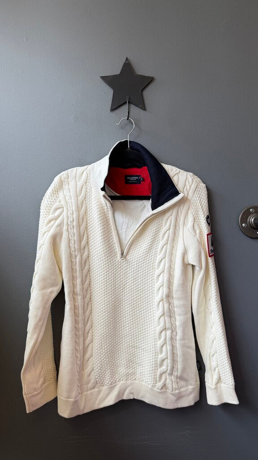 Windproof Cableknit 1/4 Zip Pullover Sweater
