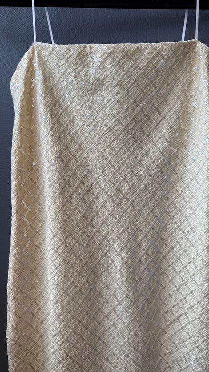 Sequin Pattern Crinkle Midi Sheath Dress