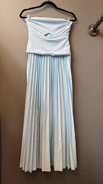 Pleated Cutout Front Midi Dress
