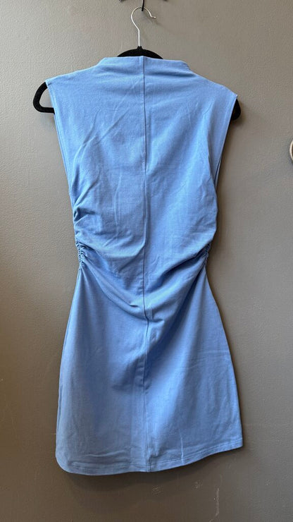 Ruched Knit High Neck Dress