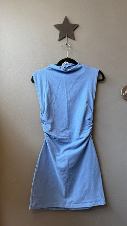 Ruched Knit High Neck Dress