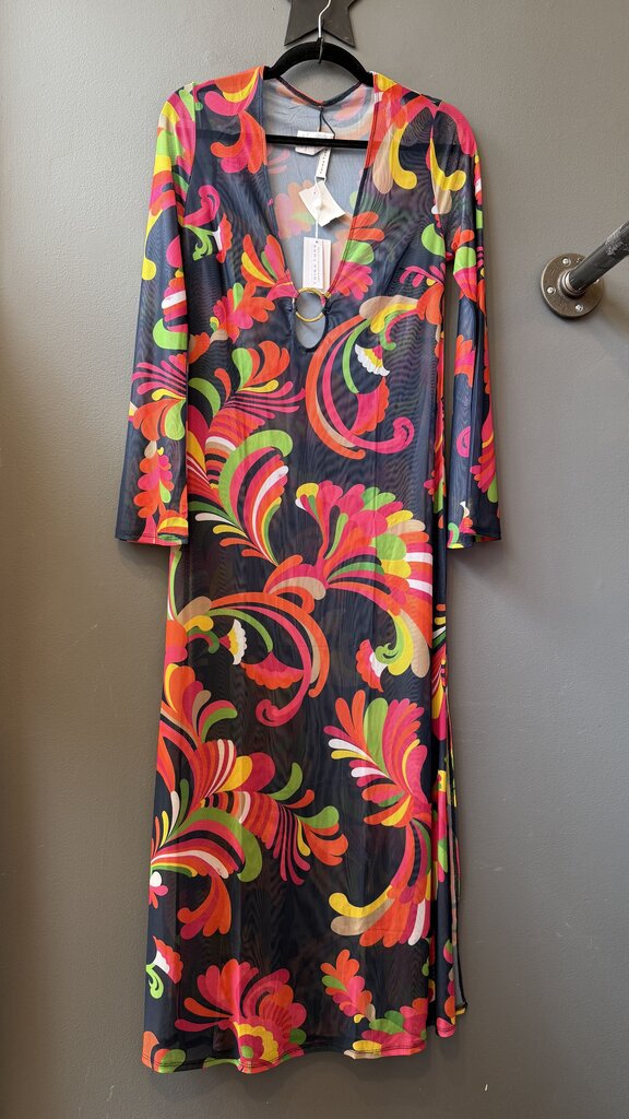 Mesh Floral Maxi Coverup Dress
