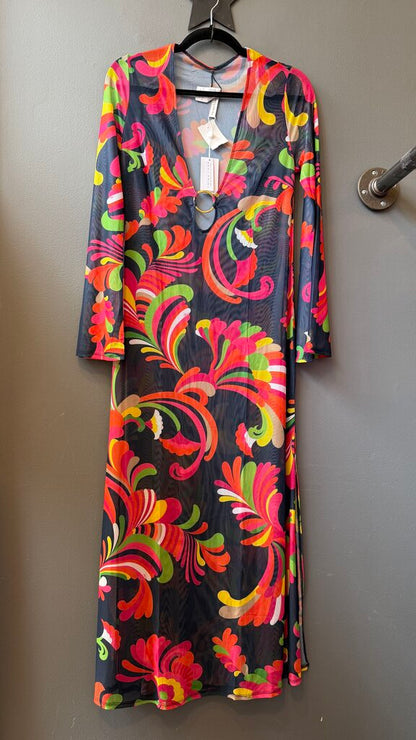Mesh Floral Maxi Coverup Dress