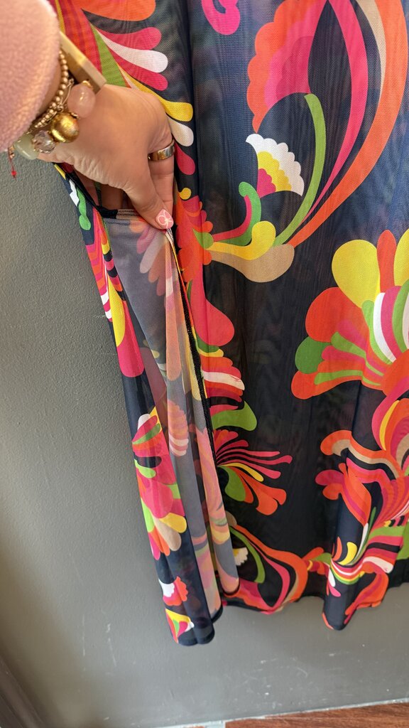 Mesh Floral Maxi Coverup Dress